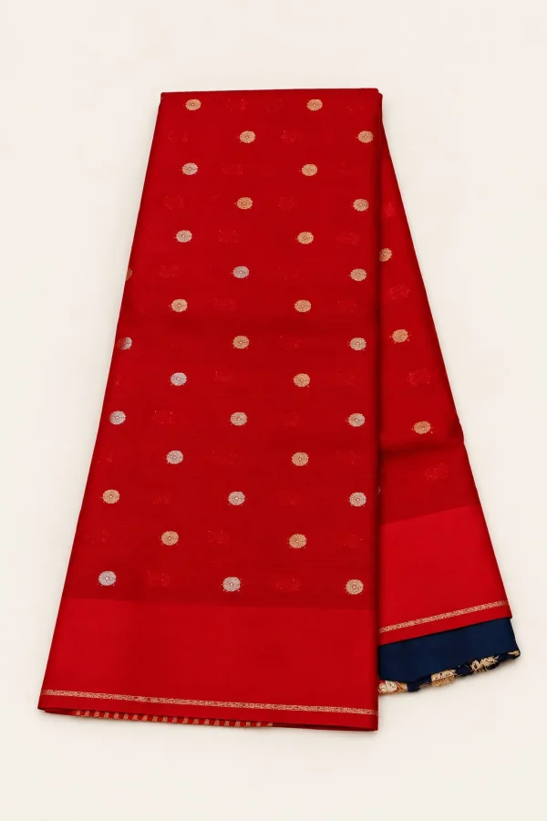 Organza Sarees - Peacock Blue: RED